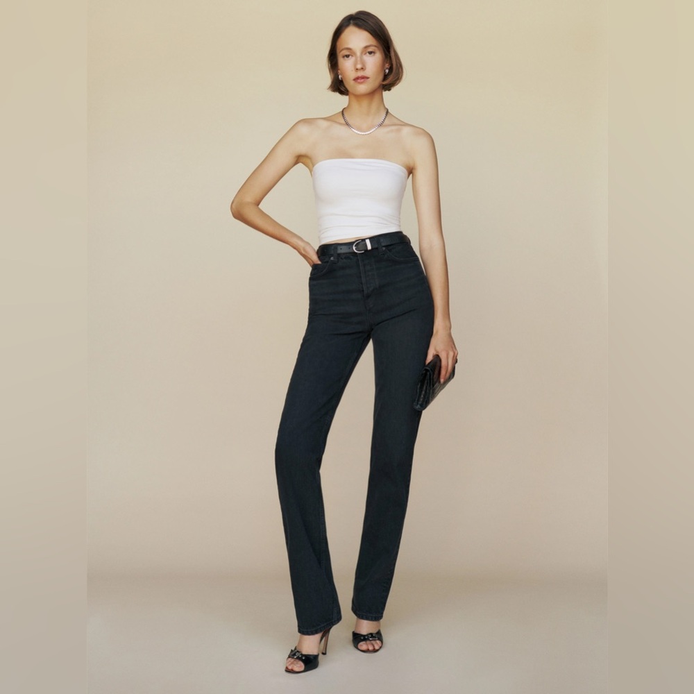 Reformation Cynthia High Rise Straight Long Jeans in Vana